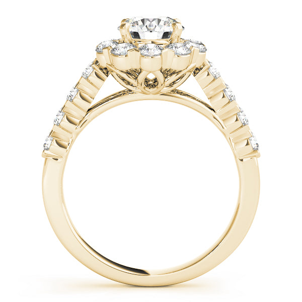 Single Row XO Cut Halo Engagement Ring