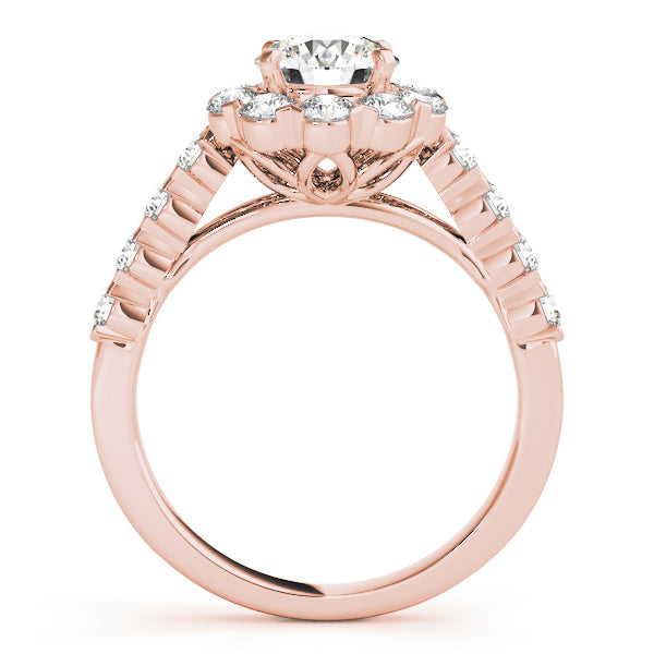 Single Row XO Cut Halo Engagement Ring