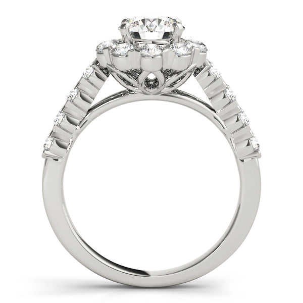 Single Row XO Cut Halo Engagement Ring
