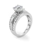 3-Stone Multirow Split Shank Engagement Ring