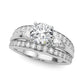 3-Stone Multirow Split Shank Engagement Ring