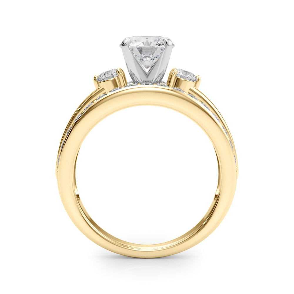 3-Stone Multirow Split Shank Engagement Ring