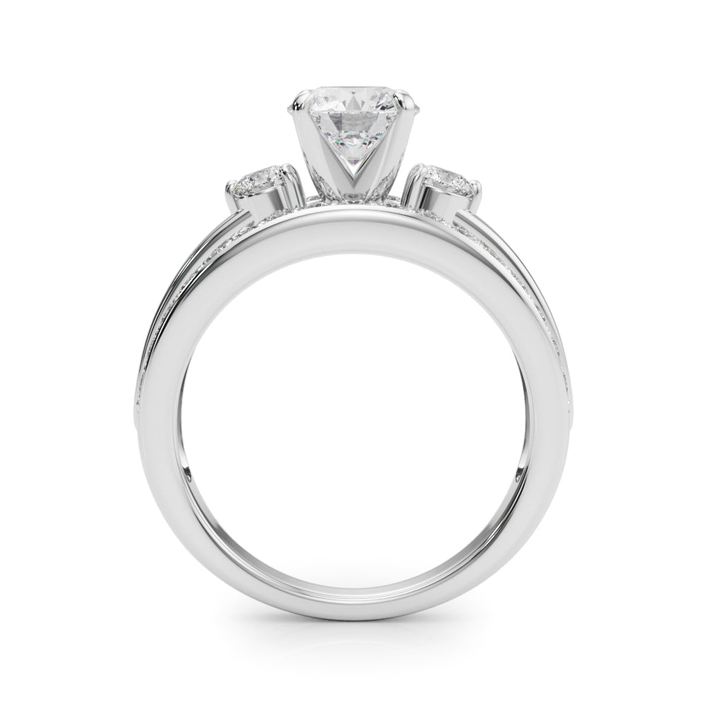 3-Stone Multirow Split Shank Engagement Ring