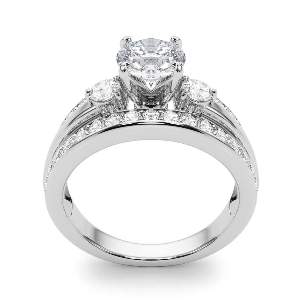 3-Stone Multirow Split Shank Engagement Ring