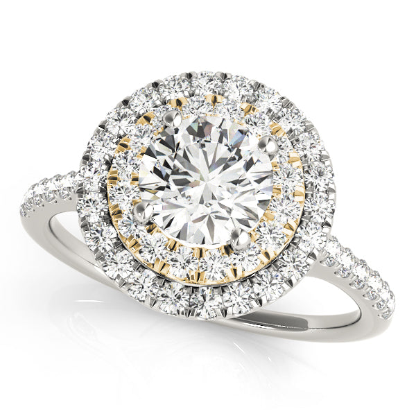 Single Row Double Halo Engagement Ring