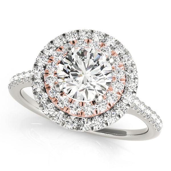 Single Row Double Halo Engagement Ring