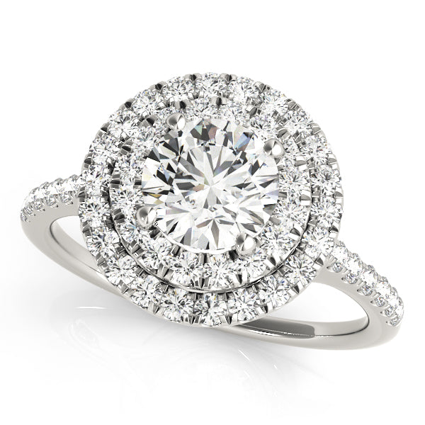 Single Row Double Halo Engagement Ring