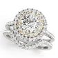 Single Row Double Halo Engagement Ring