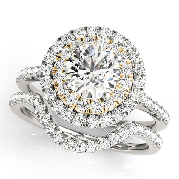Single Row Double Halo Engagement Ring
