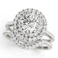 Single Row Double Halo Engagement Ring