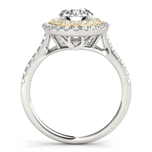 Single Row Double Halo Engagement Ring