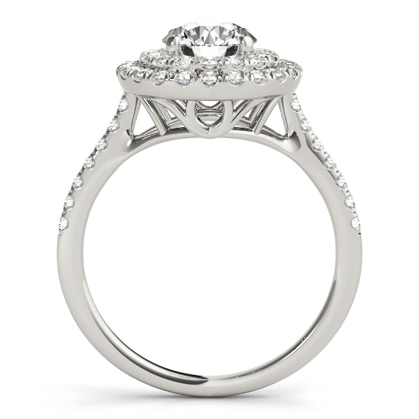 Single Row Double Halo Engagement Ring