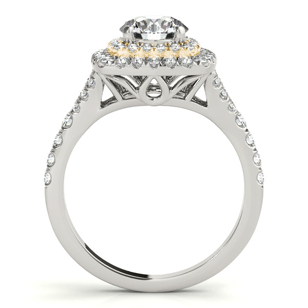 Double Halo Round Split-Shank Engagement Ring
