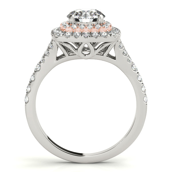 Double Halo Round Split-Shank Engagement Ring