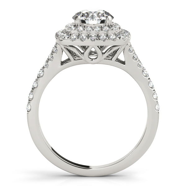 Double Halo Round Split-Shank Engagement Ring