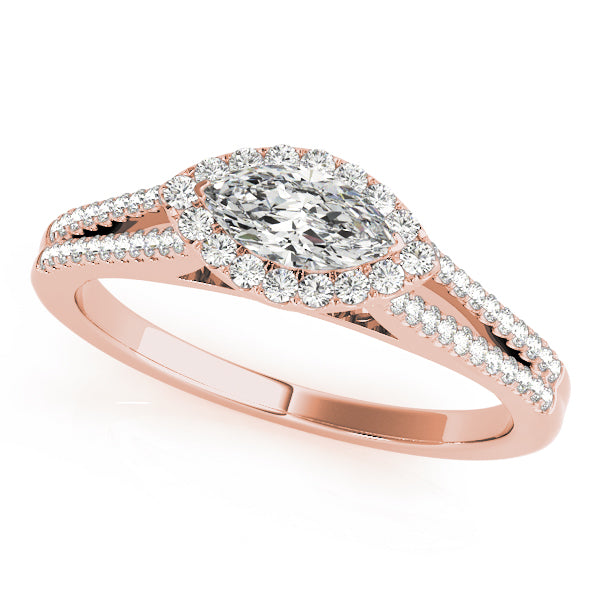 Multirow Marquise Halo Engagement Rings