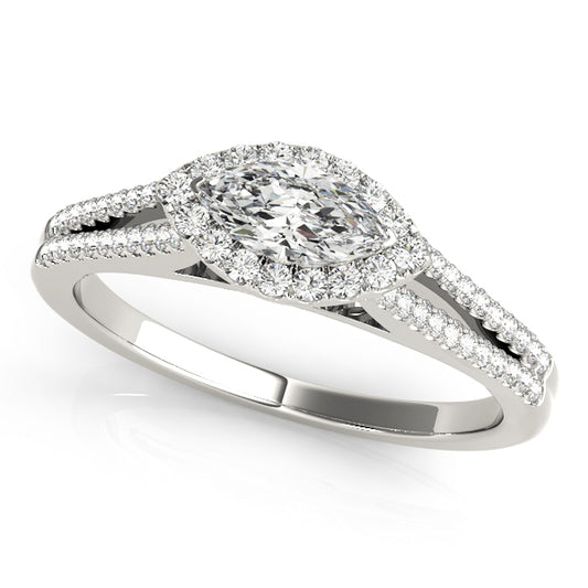 Multirow Marquise Halo Engagement Rings