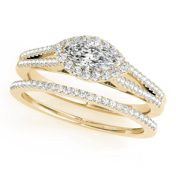 Multirow Marquise Halo Engagement Rings