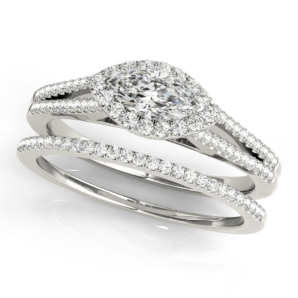 Multirow Marquise Halo Engagement Rings