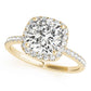 Single Row Cushion Halo Engagement Ring