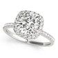 Single Row Cushion Halo Engagement Ring