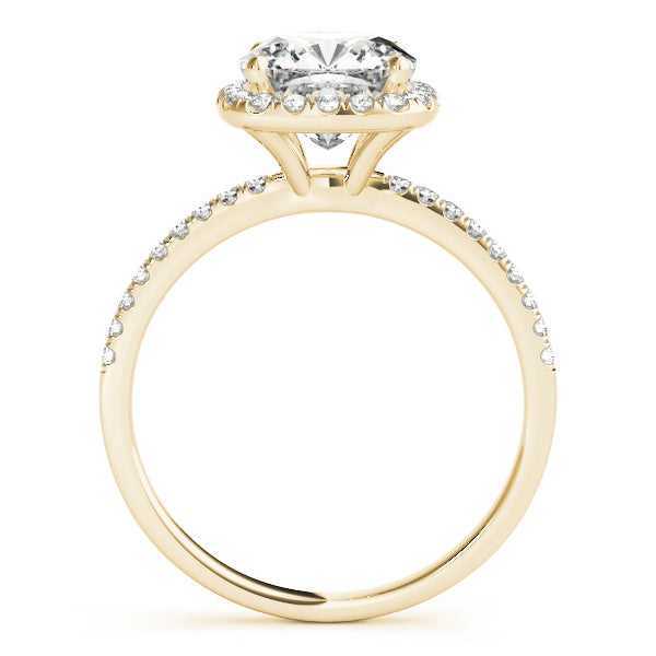 Single Row Cushion Halo Engagement Ring