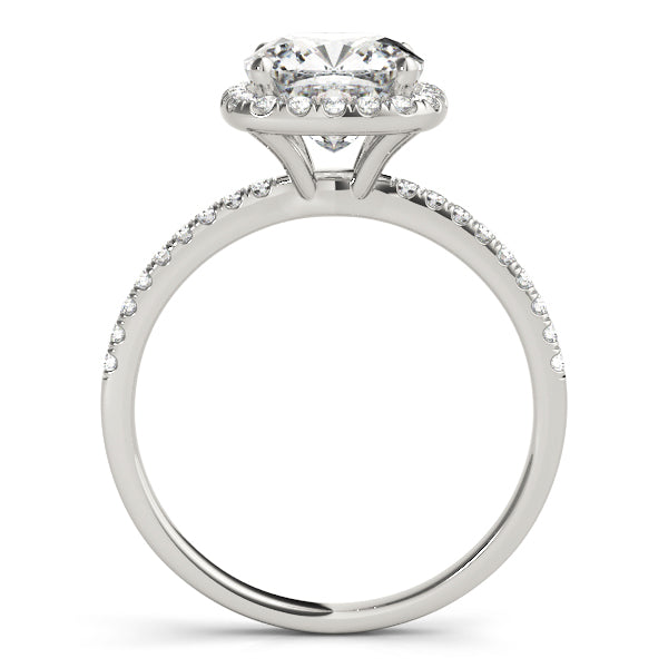 Single Row Cushion Halo Engagement Ring