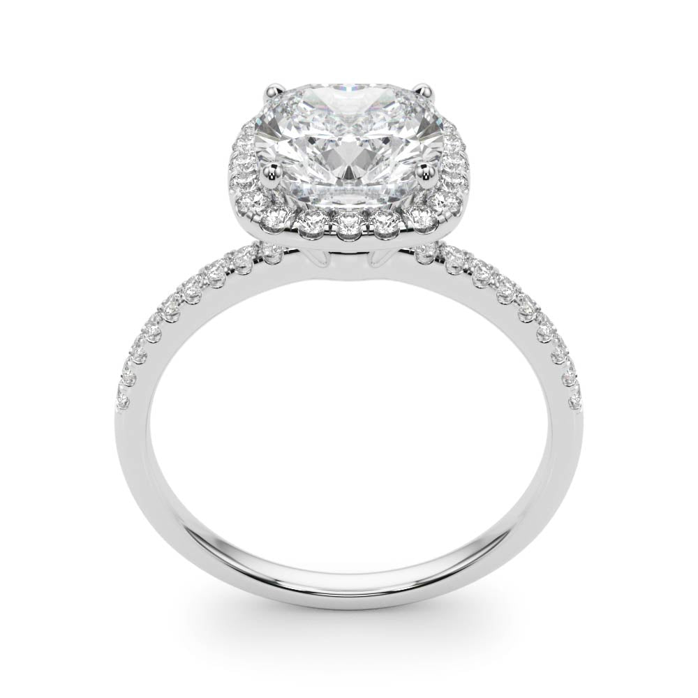 Single Row Cushion Halo Engagement Ring