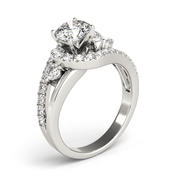 Bypass Swirl Halo Engagement Ring
