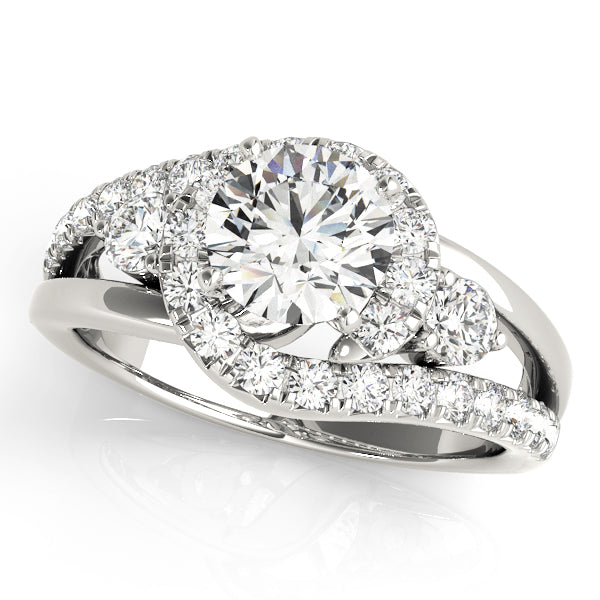Bypass Swirl Halo Engagement Ring