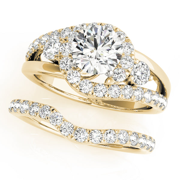 Bypass Swirl Halo Engagement Ring