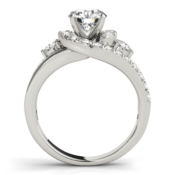Bypass Swirl Halo Engagement Ring
