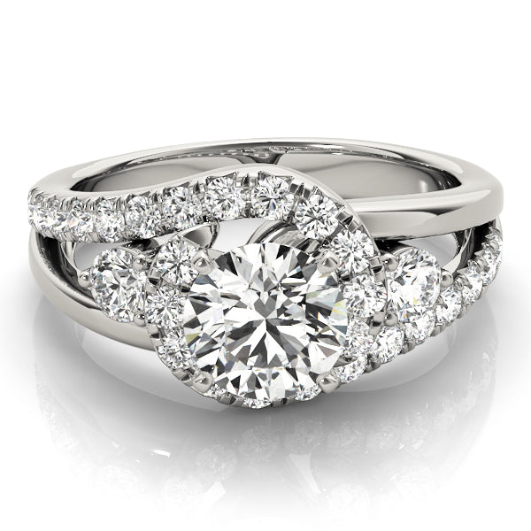 Bypass Swirl Halo Engagement Ring