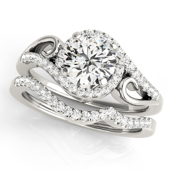 Swirl Halo Engagement Ring