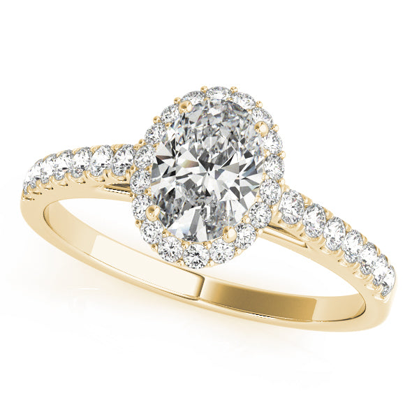 Oval Halo Single Row Engagement Ring