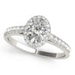 Oval Halo Single Row Engagement Ring