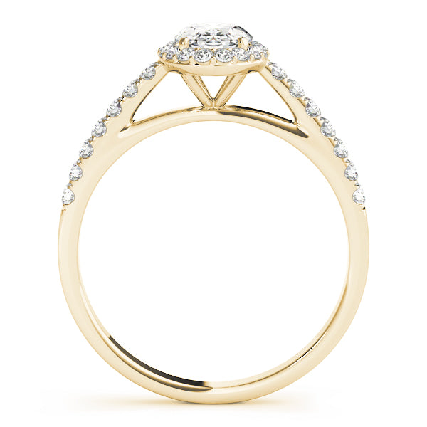 Oval Halo Single Row Engagement Ring