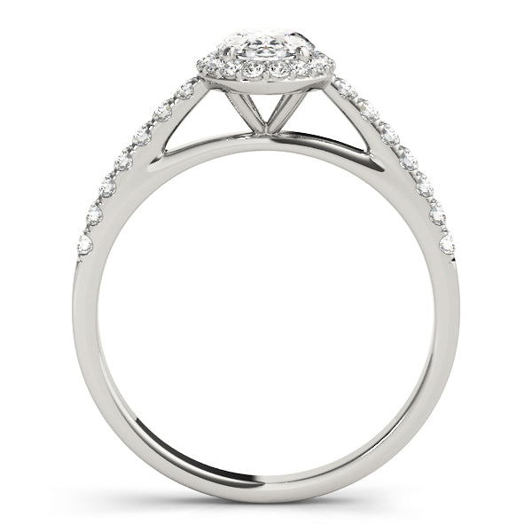 Oval Halo Single Row Engagement Ring