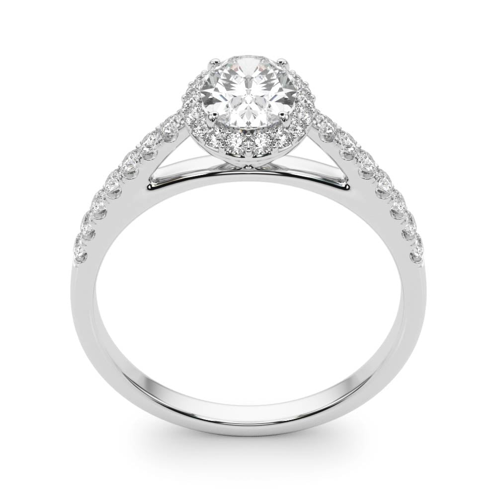 Oval Halo Single Row Engagement Ring