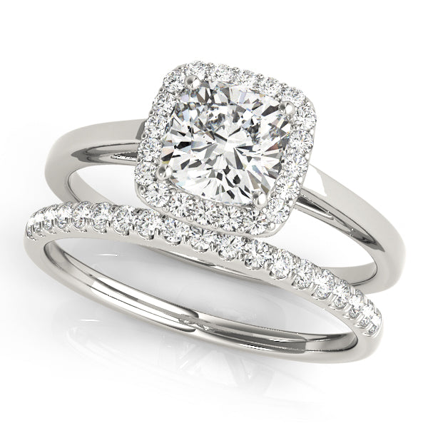 Cushion Shape Cathedral Halo Engagement Ring