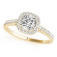 Single Row Square or Cushion Halo Engagement Ring