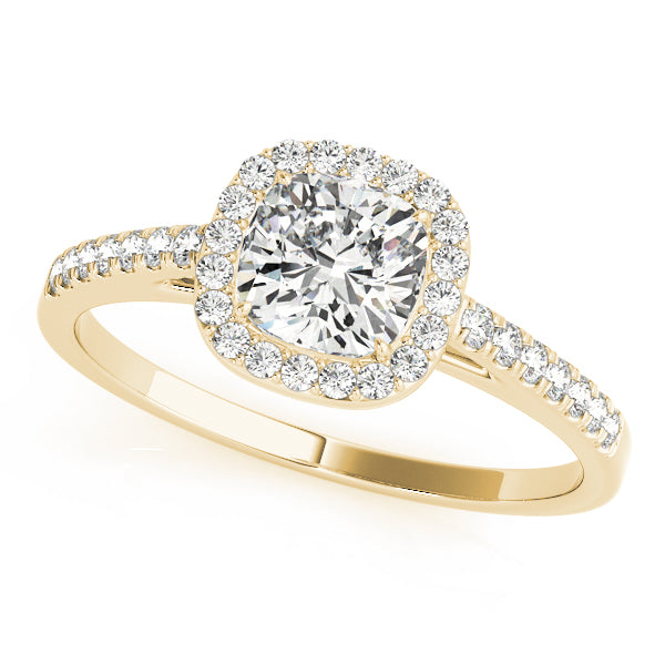 Single Row Square or Cushion Halo Engagement Ring