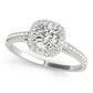 Single Row Square or Cushion Halo Engagement Ring