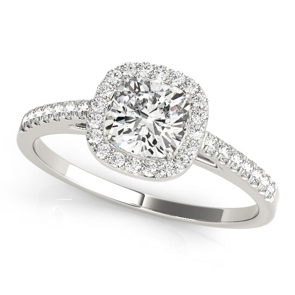 Single Row Square or Cushion Halo Engagement Ring