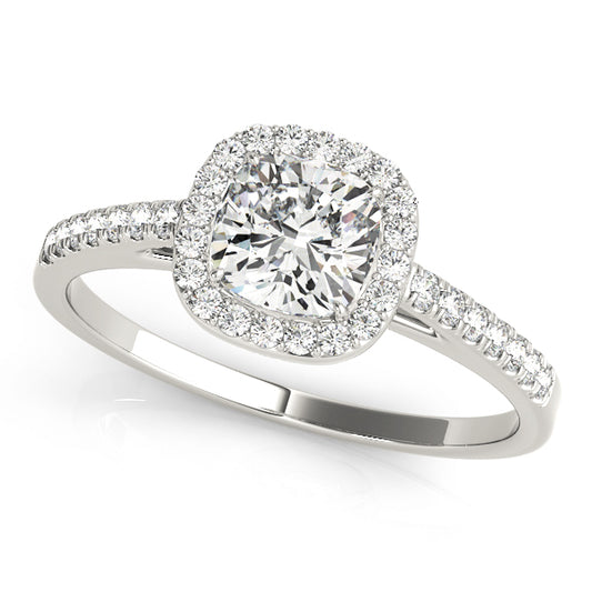 Single Row Square or Cushion Halo Engagement Ring