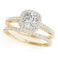 Single Row Square or Cushion Halo Engagement Ring