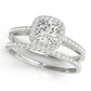 Single Row Square or Cushion Halo Engagement Ring