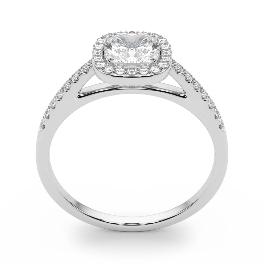 Single Row Square or Cushion Halo Engagement Ring