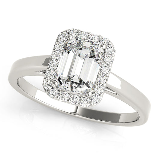 Halo Emerald Cut Engagement Ring