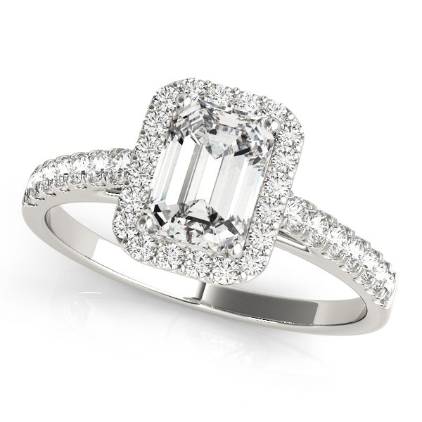 Emerald Cut Halo Engagement Ring